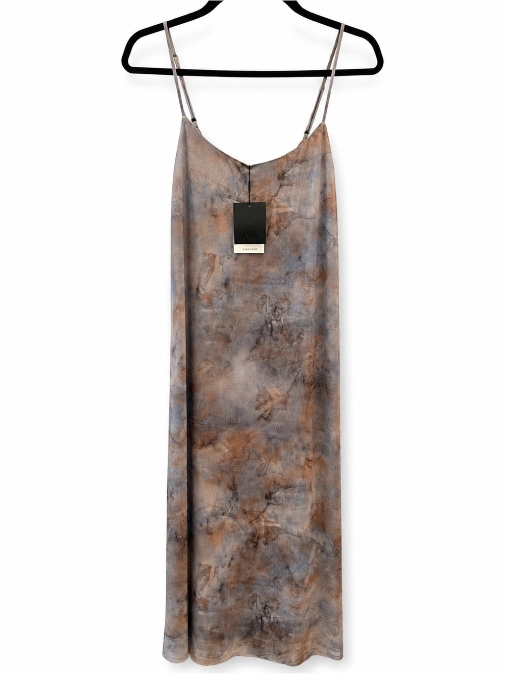 Zara NWT Slip Dress Marble Tie Dye Print Adjustable Straps Size M